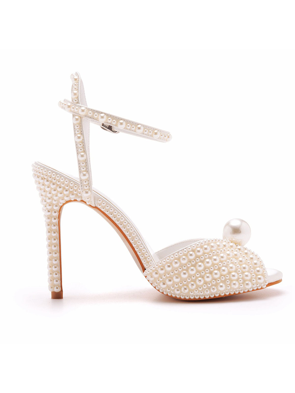 Elegant Pearl Peep Toe Stiletto Ultra High Heels