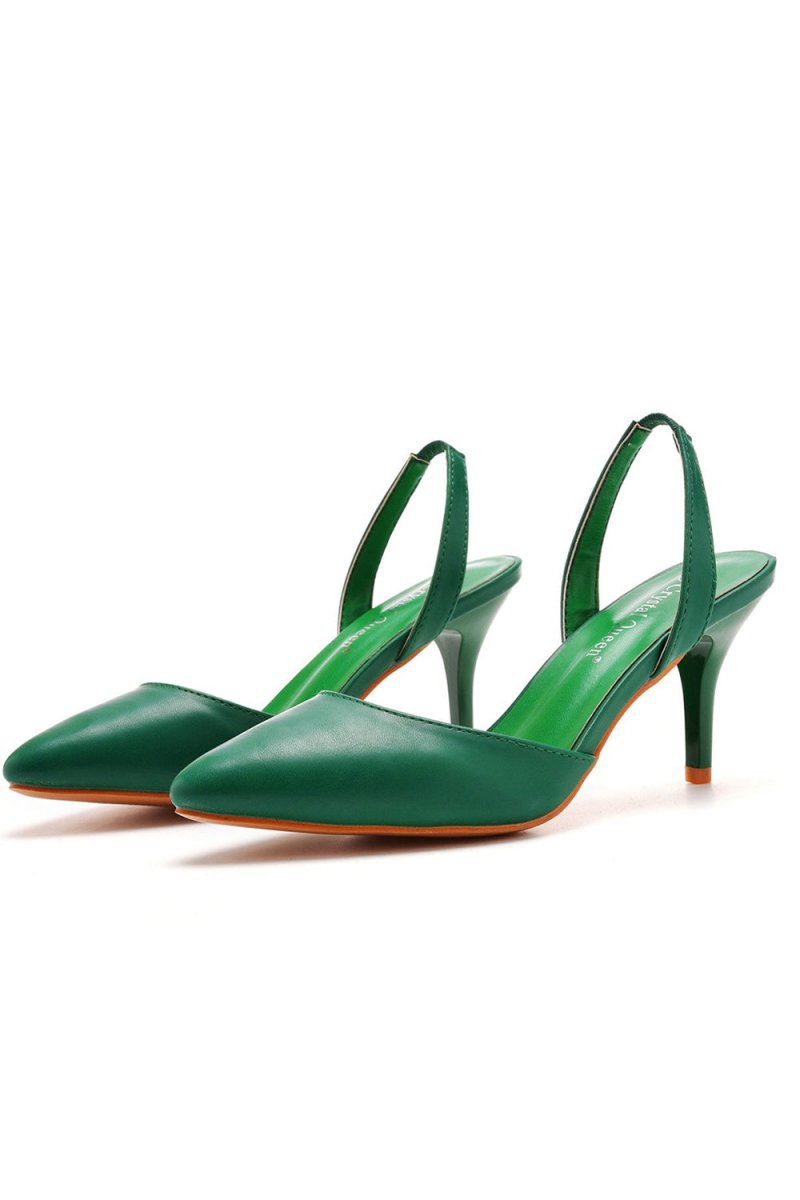 Simple Elegant Pointed Toe Stiletto Slingback High Heels - KissProm