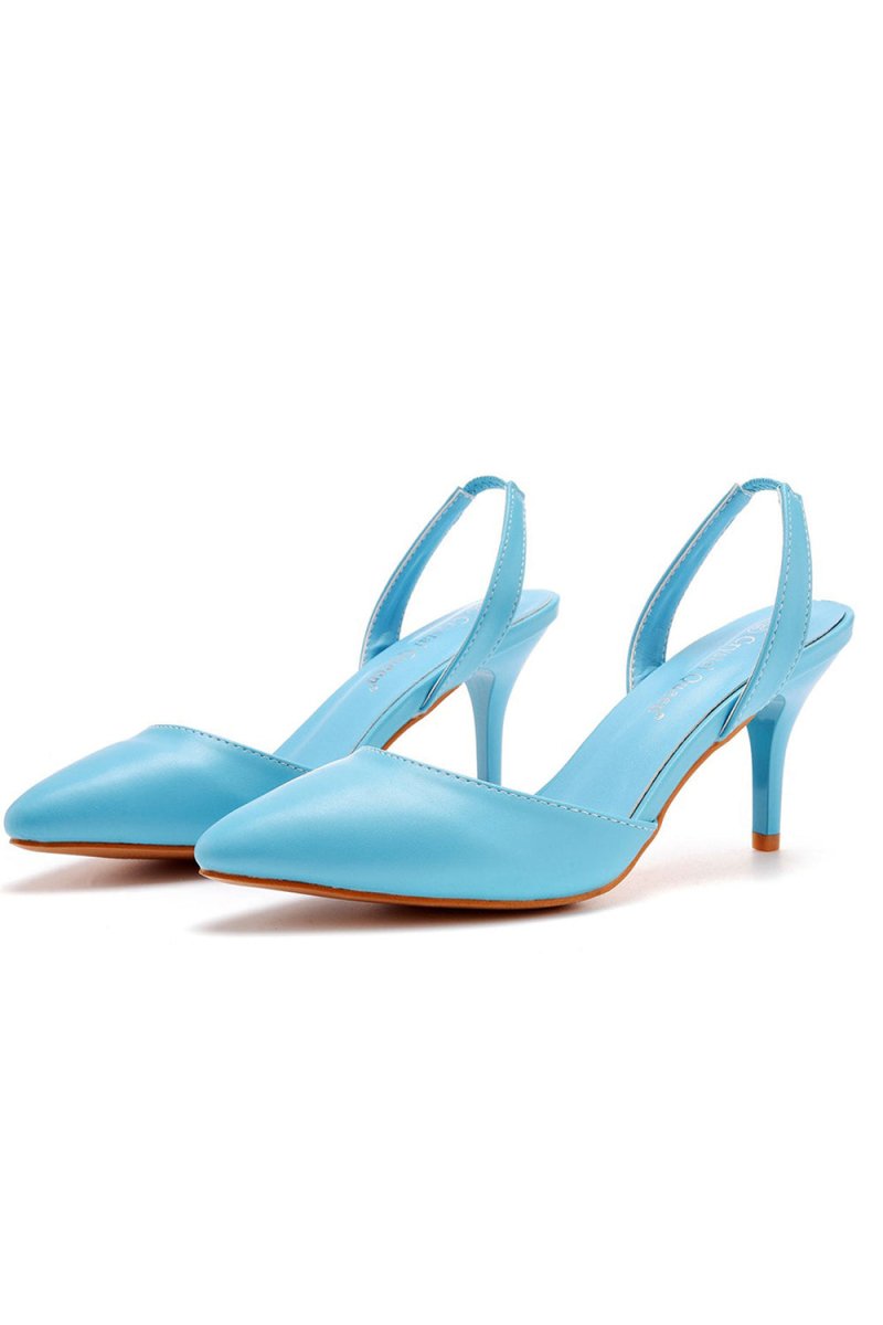 Simple Elegant Pointed Toe Stiletto Slingback High Heels - KissProm