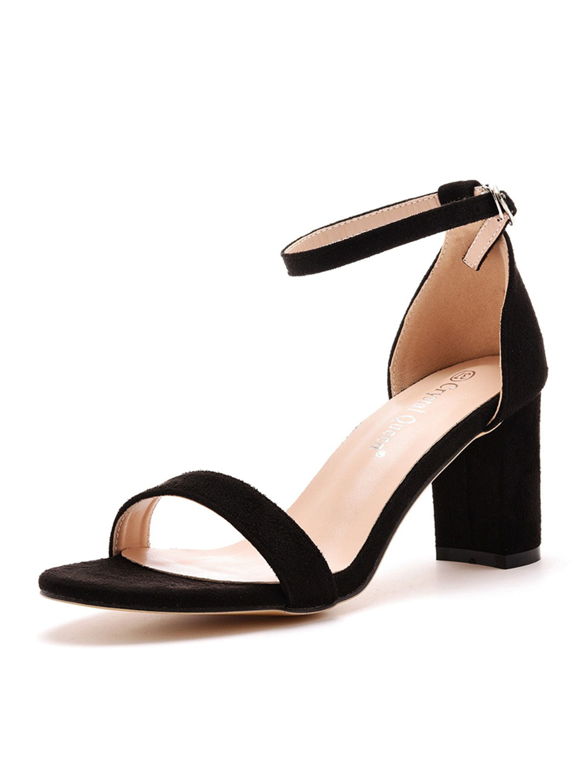Brief Open Toe ONE-STRAP Buckle Chunky Heel Sandals