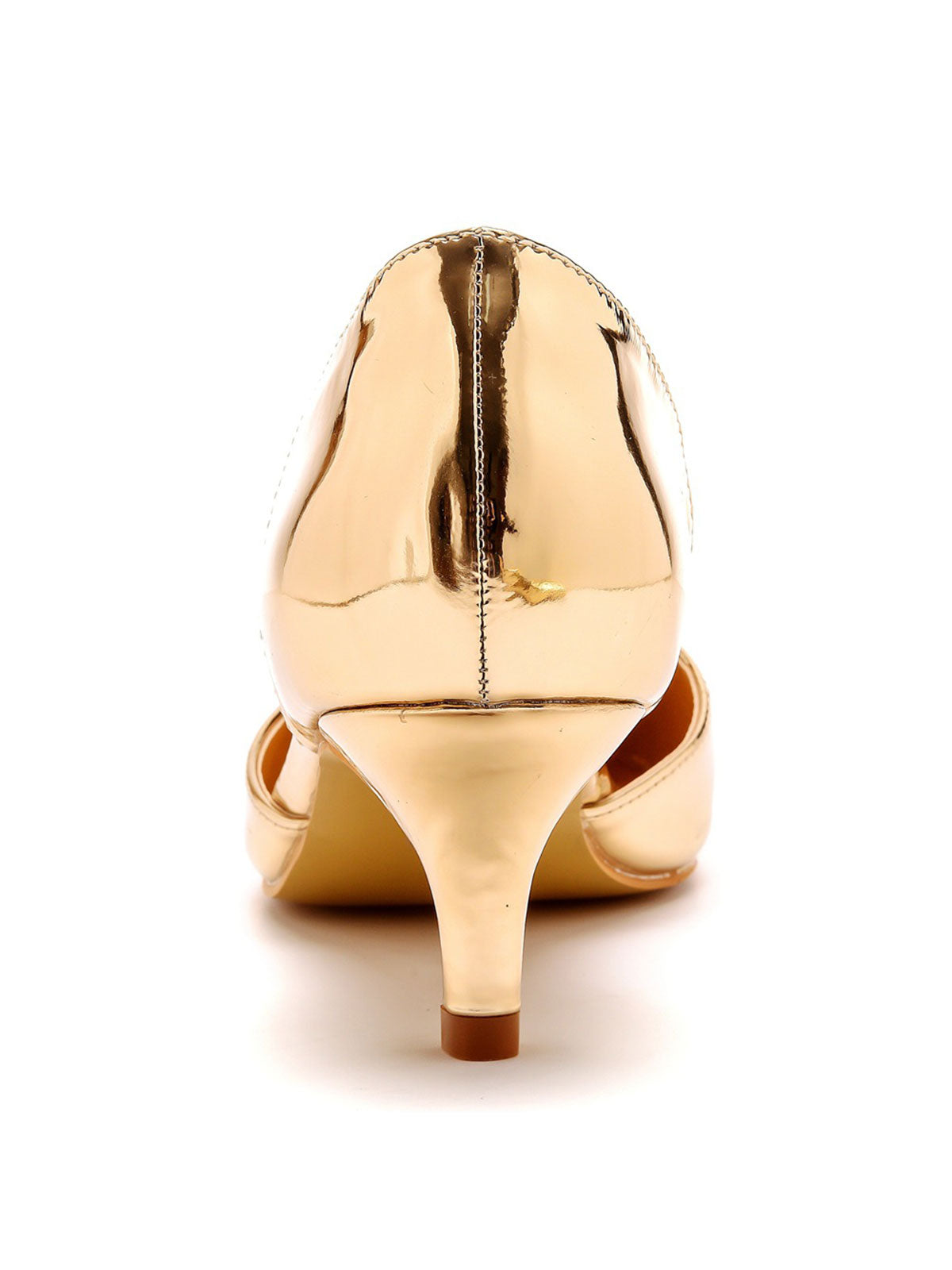 Simple Elegant Mid Cutout Two-Piece Slip on Pointed Toe Kitten Heels