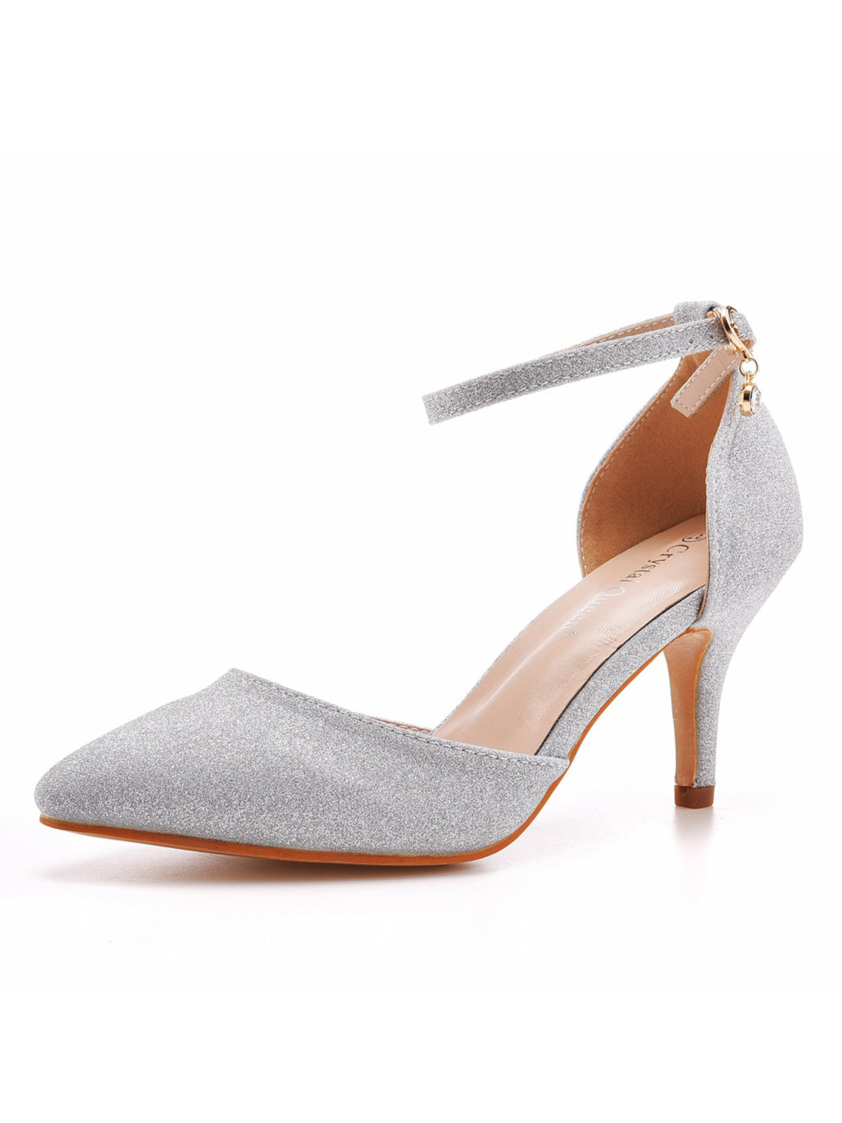 Women's Wedding Shoes Pointed Toe Ankle Strap Stiletto Heels