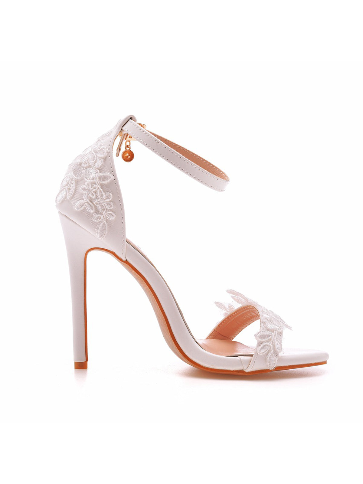 Open Toe lace Ankle Strap Wedding High Heel
