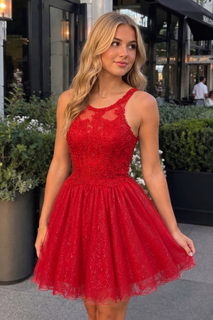 Embellished Embroidery Tulle Short Cocktail Dress - KissProm 