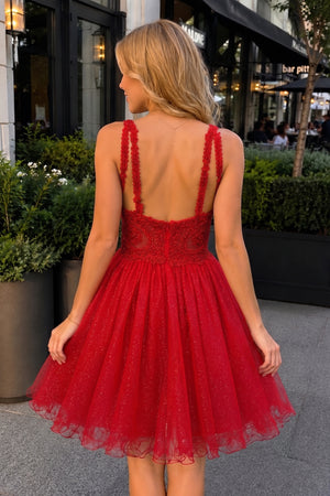 Embellished Embroidery Tulle Short Cocktail Dress - KissProm 