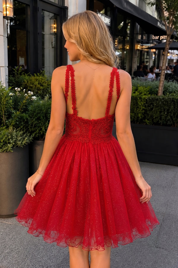 Embellished Embroidery Tulle Short Cocktail Dress - KissProm 