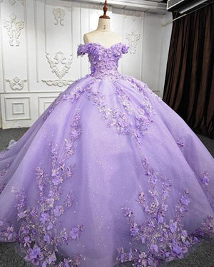 Romantic Sleeveless Beading Quinceanera Dresses with 3D Flower Appliques