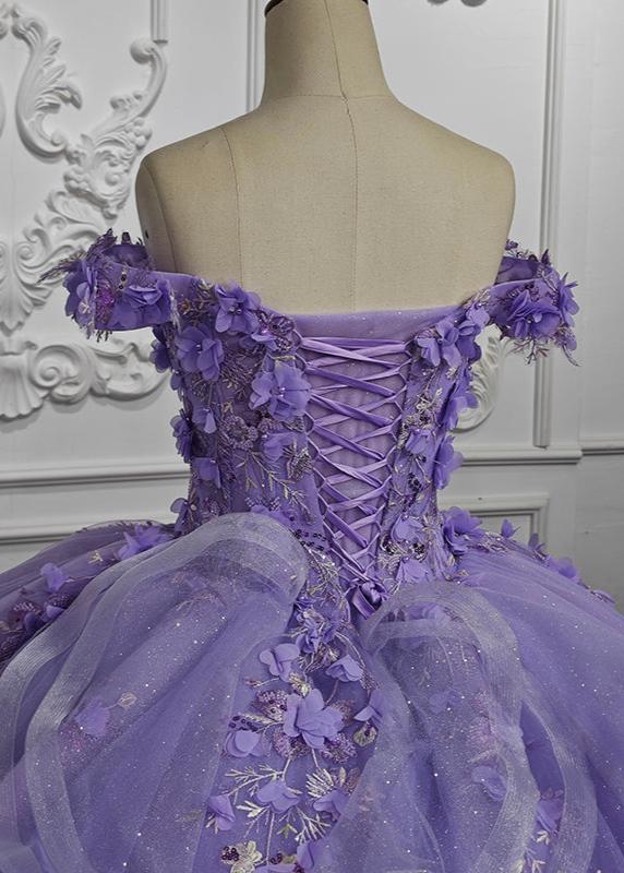 Romantic Sleeveless Beading Quinceanera Dresses with 3D Flower Appliques