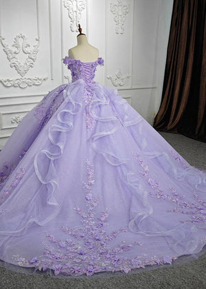 Romantic Sleeveless Beading Quinceanera Dresses with 3D Flower Appliques