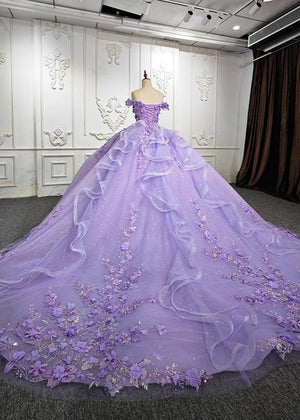 Romantic Sleeveless Beading Quinceanera Dresses with 3D Flower Appliques