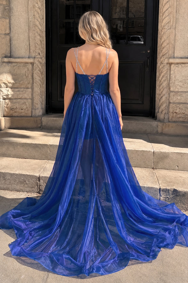 Royal Blue Bodycon Sweetheart Satin Short Homecoming Dress with Beading - KISSPROM
