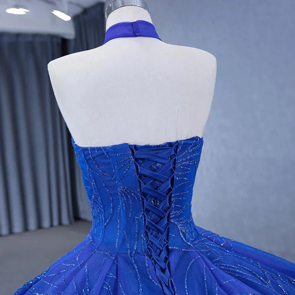 Royal Blue Ball Gown Halter Sleeveless Quinceanera Dress Royal Blue / 12 Royal Blue Ball Gown Halter Sleeveless Quinceanera Dress Royal Blue / 12