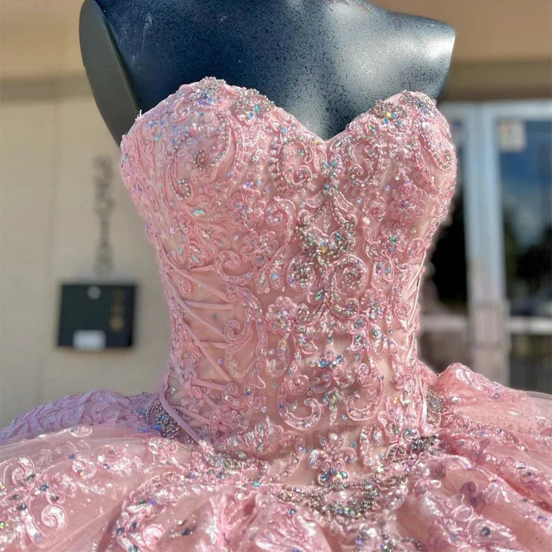 Sweetheart Pink Ball Gown Birthday Quinceanera Dresses, Pink / 6 Sweetheart Pink Ball Gown Birthday Quinceanera Dresses, Pink / 6