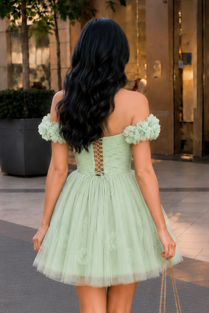 Lilac Corset Strapless Short Tulle Homecoming Dress - Kissprom