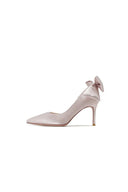 Satin Pumps Stiletto Heels with Bowknot - KissProm