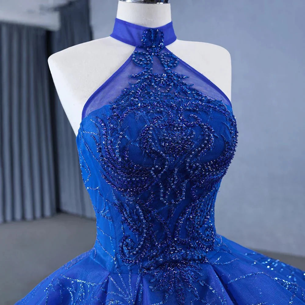 Royal Blue Ball Gown Halter Sleeveless Quinceanera Dress Royal Blue / 12