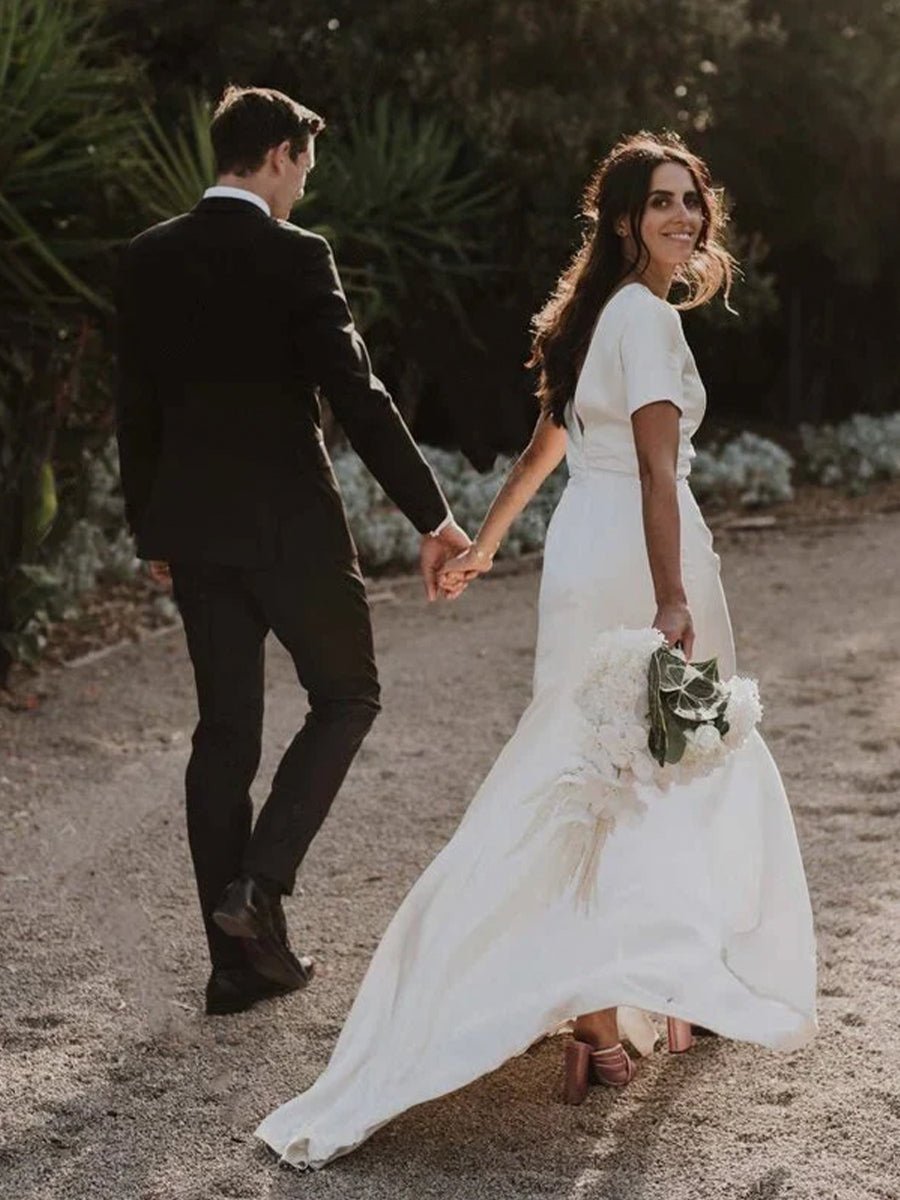 Sheath Engaged Noivas Wedding Dresses With Slit - KissProm