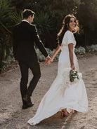 Sheath Engaged Noivas Wedding Dresses With Slit - KissProm