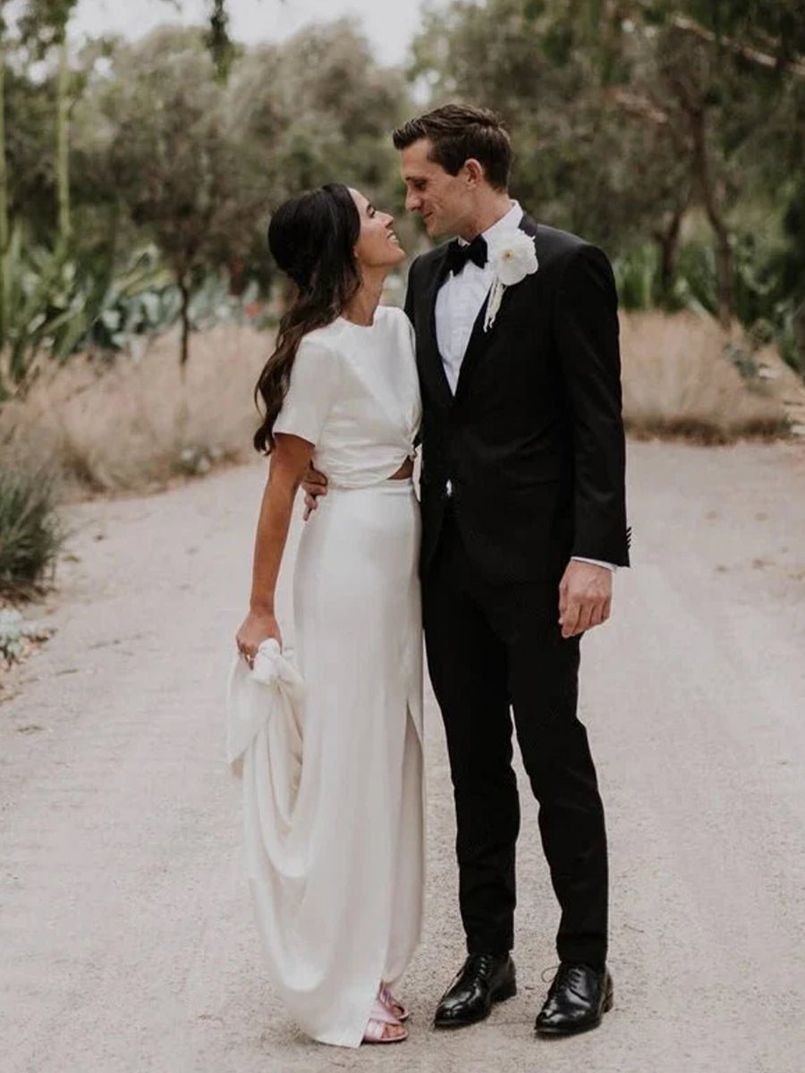 Sheath Engaged Noivas Wedding Dresses With Slit - KissProm