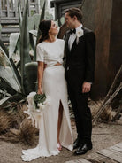 Sheath Engaged Noivas Wedding Dresses With Slit - KissProm