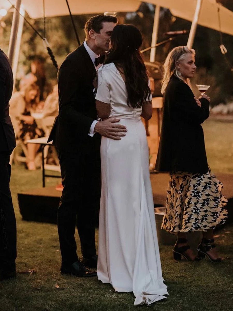 Sheath Engaged Noivas Wedding Dresses With Slit - KissProm