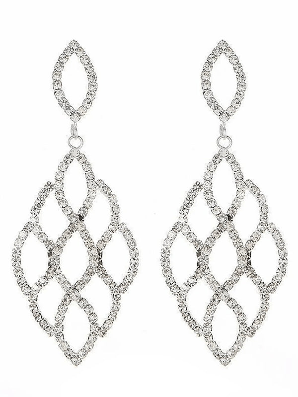 Silver Cutout Leaf Unique Earrings - KissProm