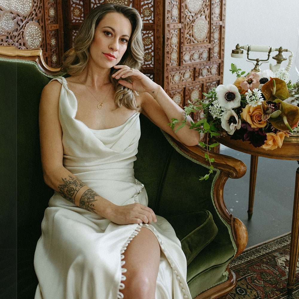 Cowl Neck Ivory Sheath Satin Wedding Dresses with Button Slit, Diamond White / 0 Cowl Neck Ivory Sheath Satin Wedding Dresses with Button Slit, Diamond White / 0
