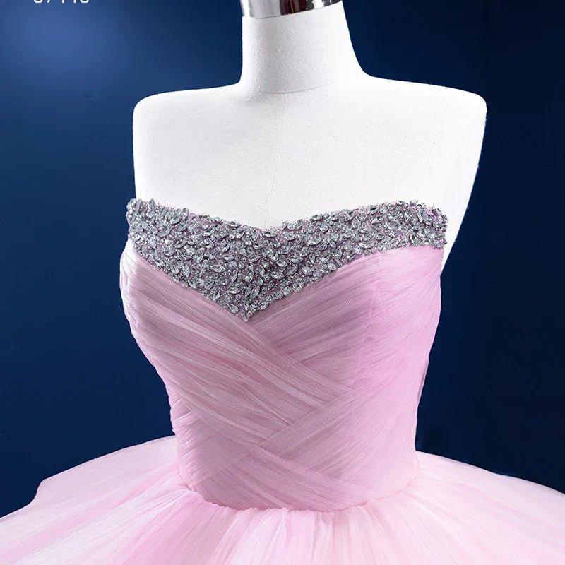 Quinceanera Dress Simple Tiered Ball Gown Elegant Lace Up Long Evening Dresses with Diamonds