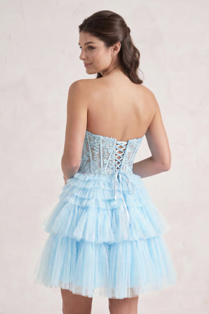 Ivy| Sky Blue A Line Sweetheart Homecoming Dress with Ruffles - KissProm