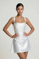 Square Neck Satin A-Line Corset Graduation Dress – Graduation Dresses by KissProm | Available at KissProm