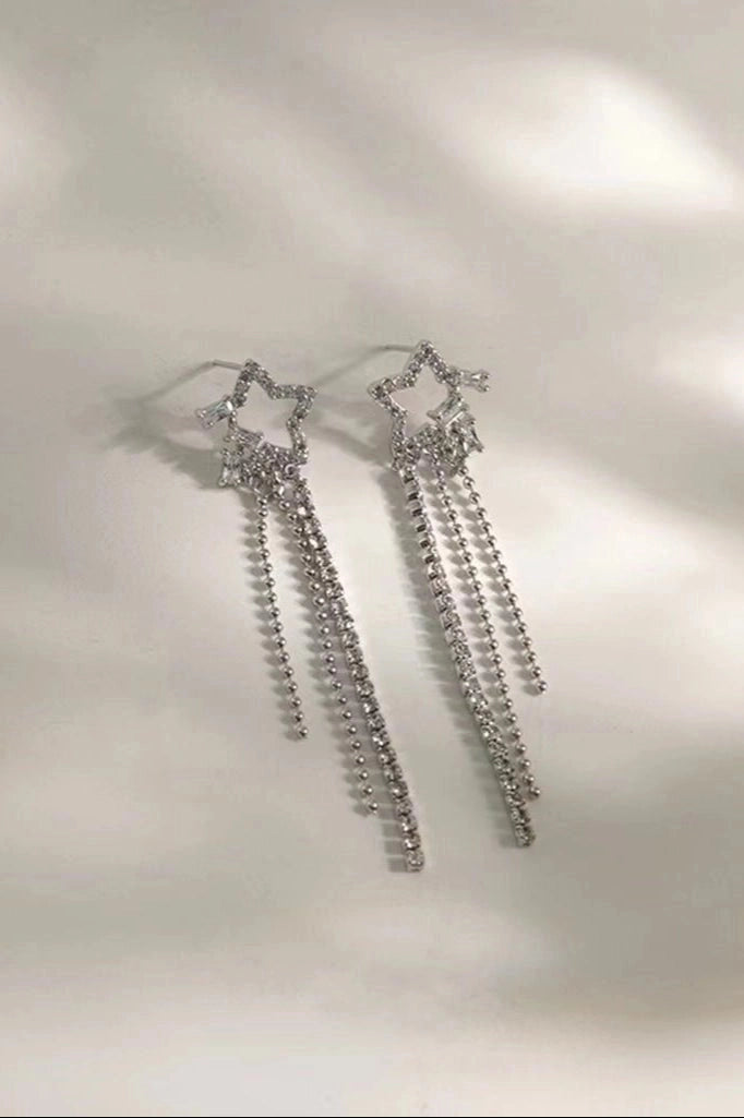 Star Beaded Drop Earrings for prom or wedding elegance.