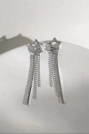 Star Beaded Drop Earrings for prom, wedding, or formal dresses.