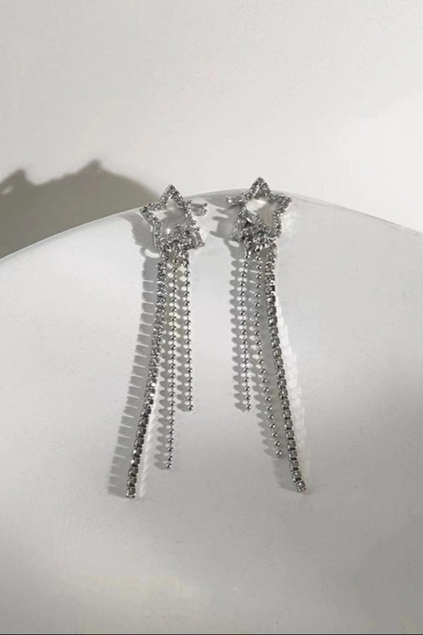 Star Beaded Drop Earrings for prom, wedding, or formal dresses.
