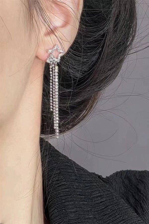 Star Beaded Drop Earrings for prom, wedding, or formal dresses.