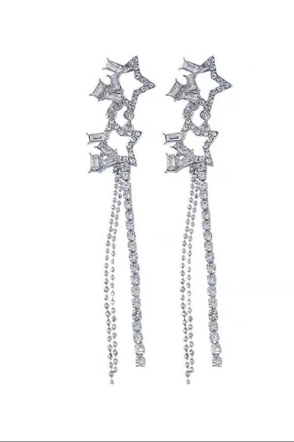 Star Beaded Drop Earrings for prom, wedding, or party dresses.