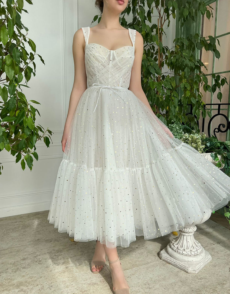 Amie | Straps Short Tulle White Homecoming Dress