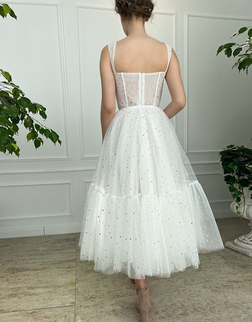 Amie | Straps Short Tulle White Homecoming Dress - KissProm
