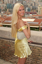 Sena | Yellow - Off The Shoulder A Line Satin Short Homecoming Dresses