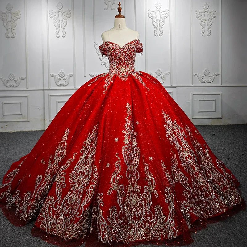 royal red quince dresses Stylish Embroidery Ball Gown Sweetheart Sleeveless Quinceanera Prom Dresses, Red / Custom Size