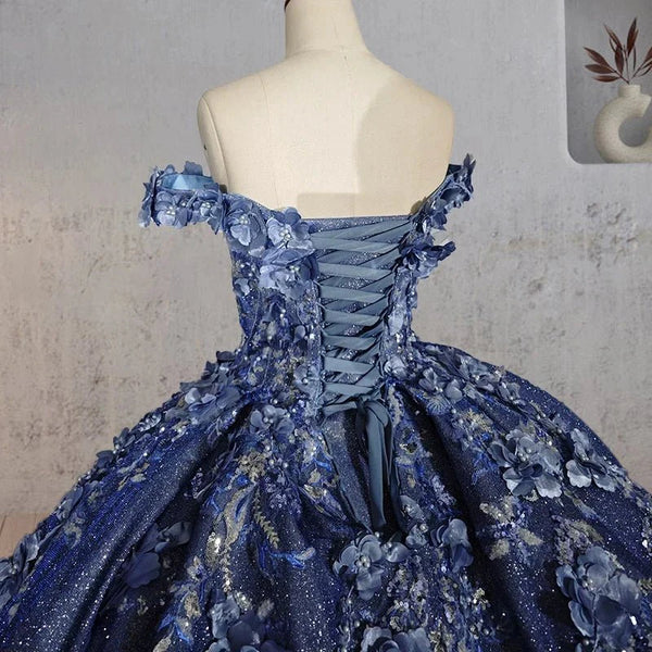 Aveline | Sweetheart A Line Off-the-shoulder Quinceanera Dresses with 3D Flower and Pearls
