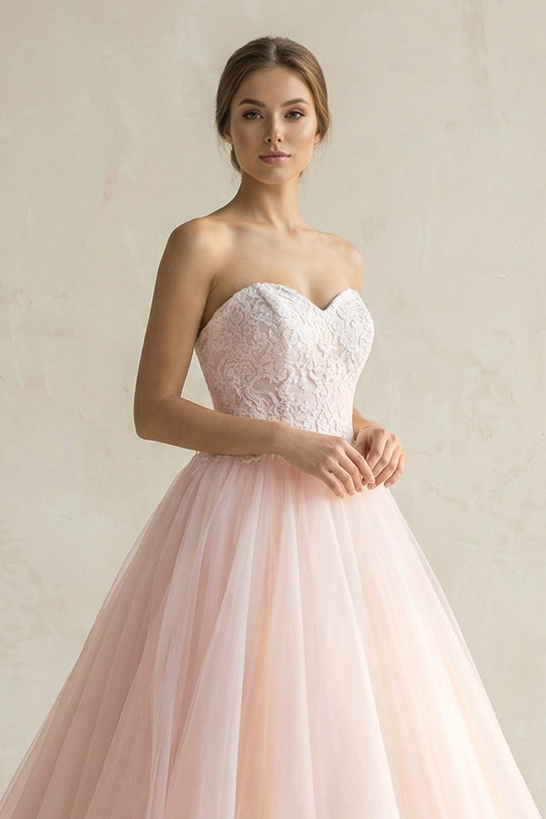 Ball Gown Tulle Lace Satin Strapless Weddig Dress – Wedding Dresses by KissProm | Available at KissProm