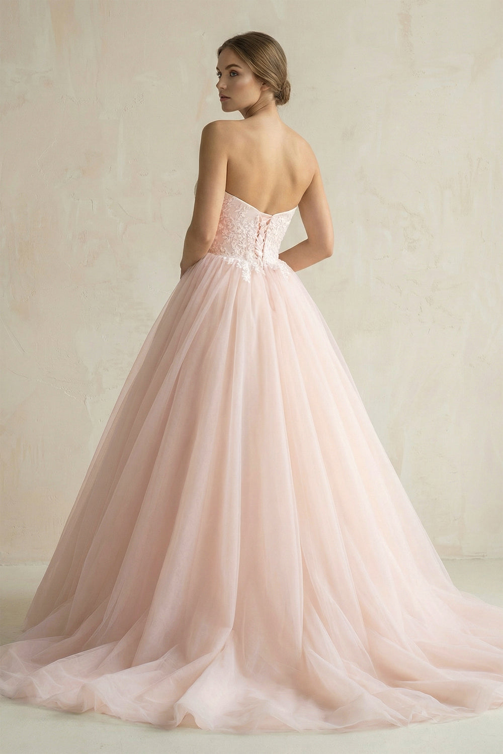 Ball Gown Tulle Lace Satin Strapless Weddig Dress – Wedding Dresses by KissProm | Available at KissProm