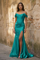Off the Shoulder Royal Blue Prom Dress with Train - KISSPROM PROM DRESSES