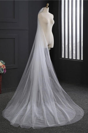 Long Two - Tier Tulle Bridal Veil Wedding Veil - KissProm