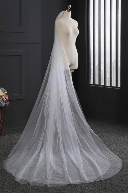 Long Two - Tier Tulle Bridal Veil Wedding Veil - KissProm