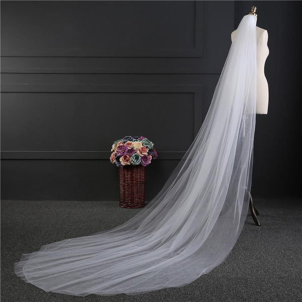 Long Two - Tier Tulle Bridal Veil Wedding Veil - KissProm