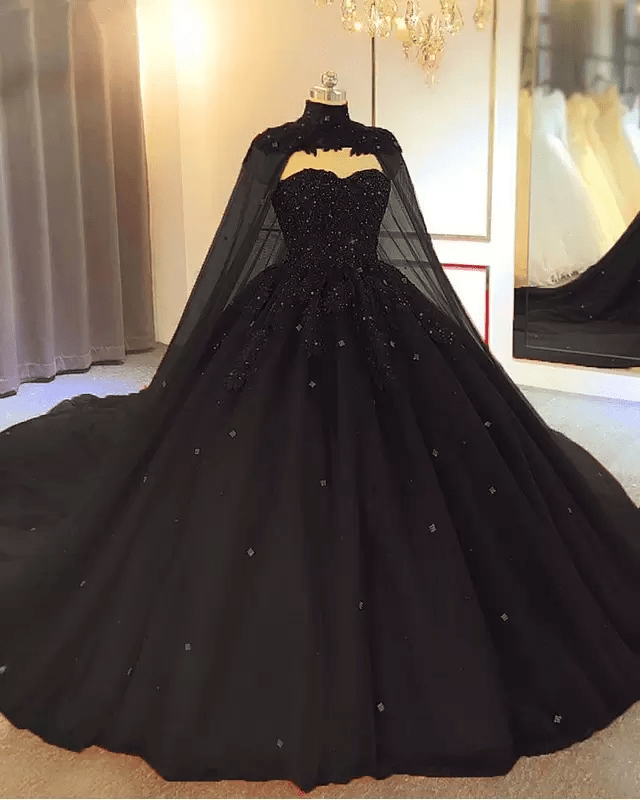 black prom dress with cape Amazon.com: Giffniseti Women's Turtleneck Cape Sleeve Beaded Elegant Formal Evening Maxi Dress Sexy A-Line Prom Gown Black : Clothing, Shoes & Jewelry