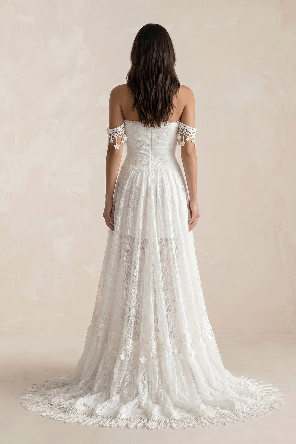 Bohemia Star tassel Chic Lace Wedding Dress