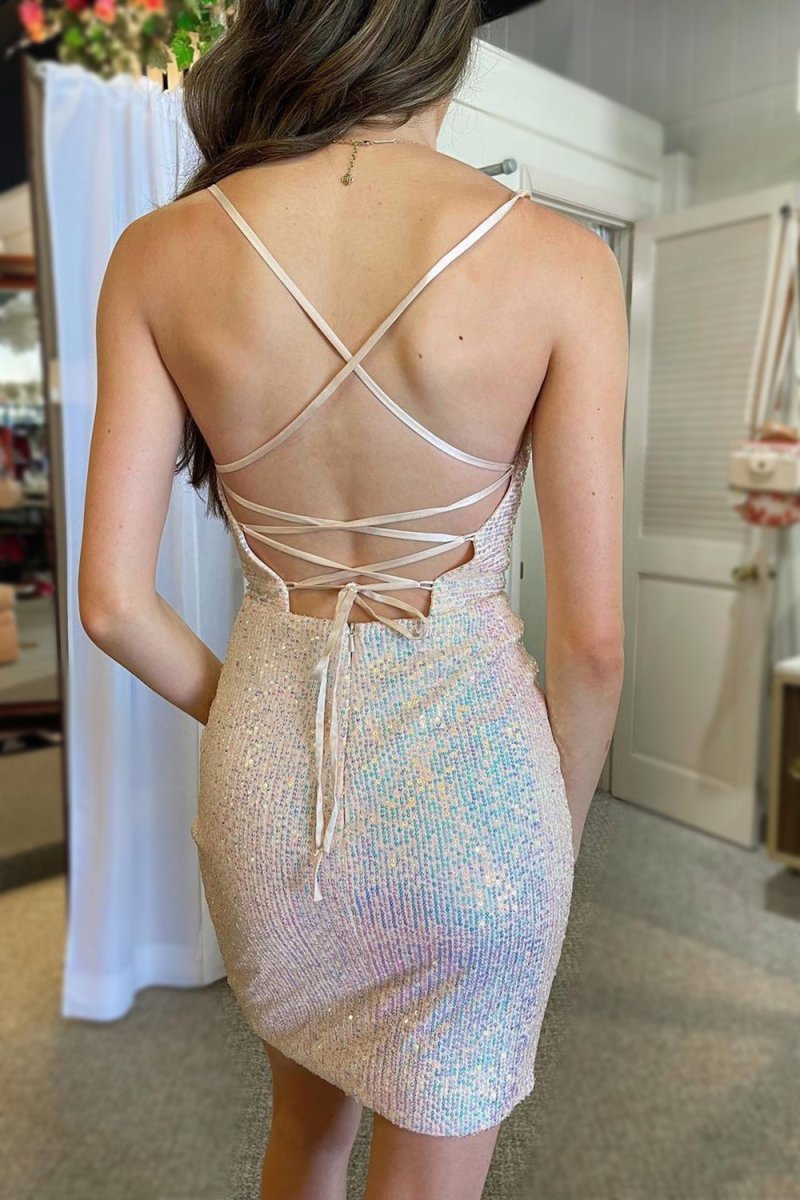 White Sheath Sequins Ruched Tight Homecoming Dresses White Sheath Sequins Ruched Tight Homecoming Dresses
