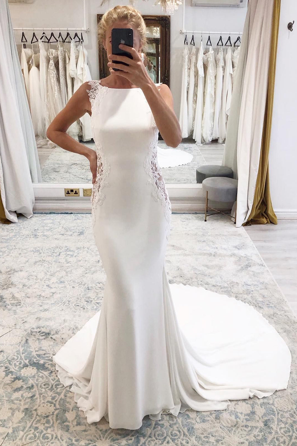 Dulce | White Long Mermaid Boho Wedding Dress with Lace
